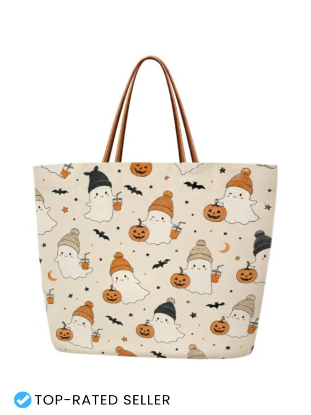 Halloween Tote Bag Canvas Reusable Shopping Grocery Handbag